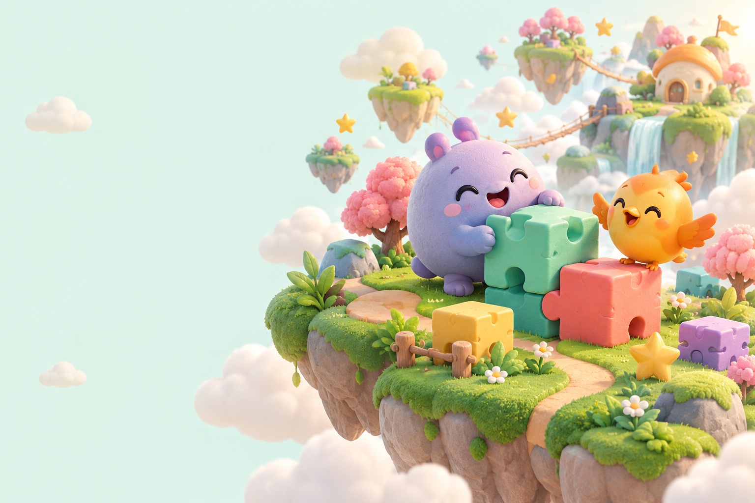 Our casual world: floating islands, puzzles, and lovable characters